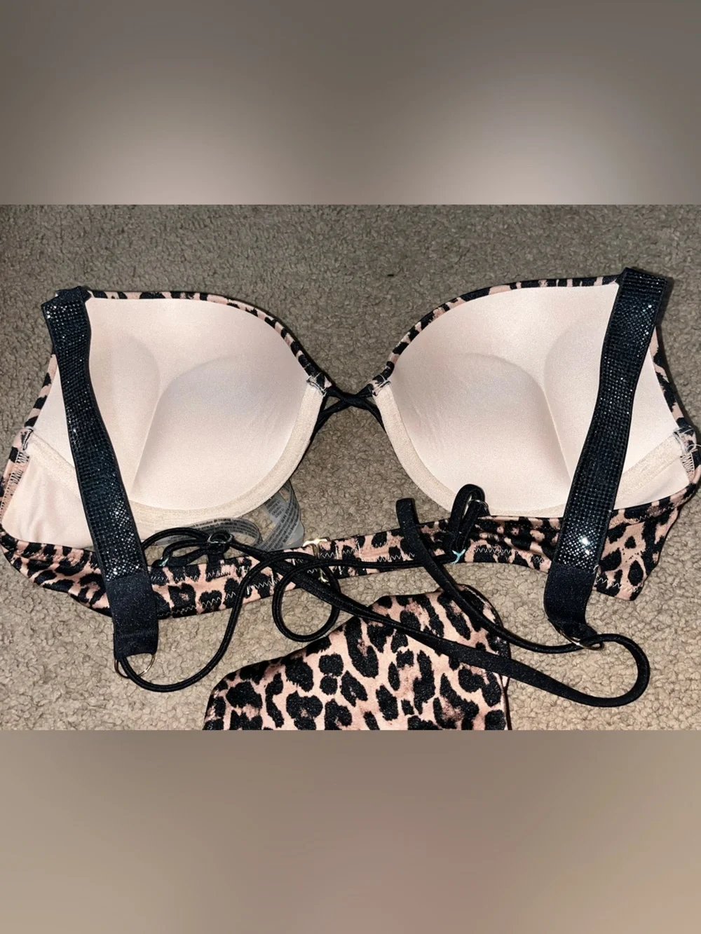 Victoria's Secret Swim Leopard Push-Up Bra Bikini Top